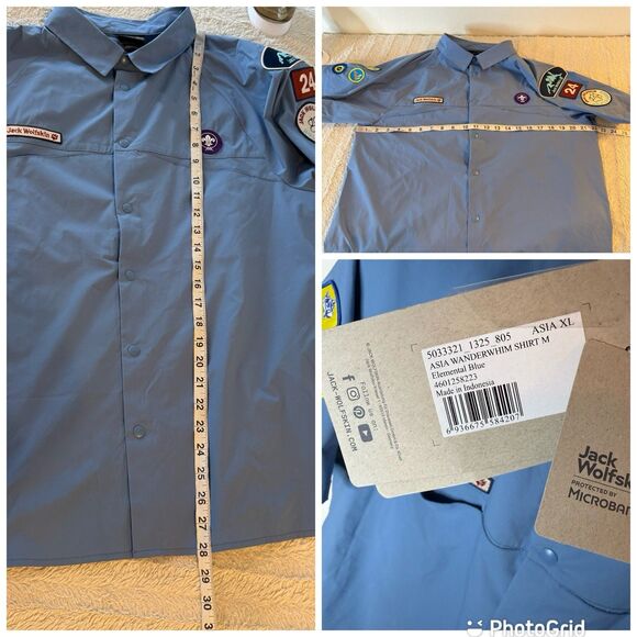 Bundle Of 2 Jack Wolfskin Asia Wanderwhim Shirts Snap Up Patch Men’s Large - Picture 9 of 16